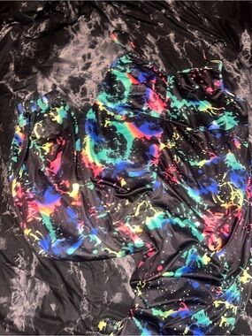 Joress Neon Paint Splash Satin jumpsuit 0xL nwot